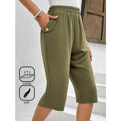 Casual Pocket Stitching Plain Pants